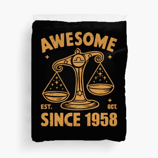 Awesome Since 1958 Libra Zodiac Birthday October Duvet Covers