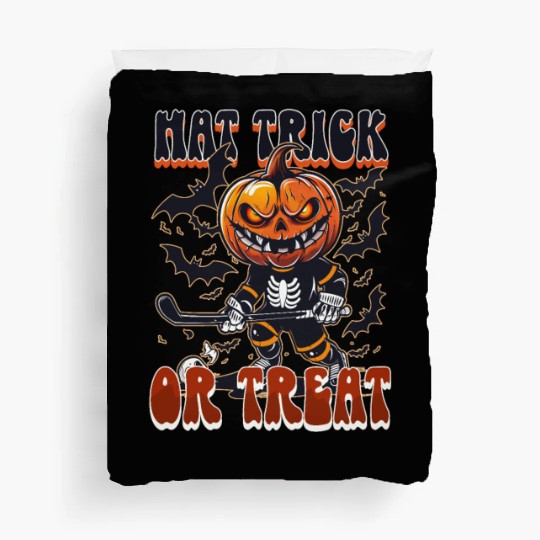 Halloween Ice Hockey Hat Trick Or Treat! Duvet Covers