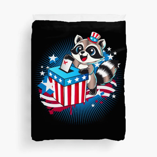 A raccoon casts his vote in the US election Duvet Covers