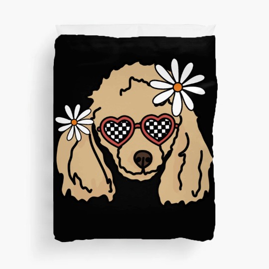 Poodle Brown retro Dog Duvet Covers