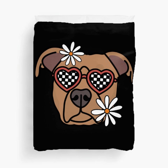 Pitbull Brown Retro Dog Duvet Covers