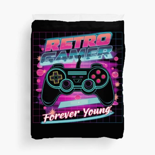 Retro Gamer Forever Young 01 Duvet Covers