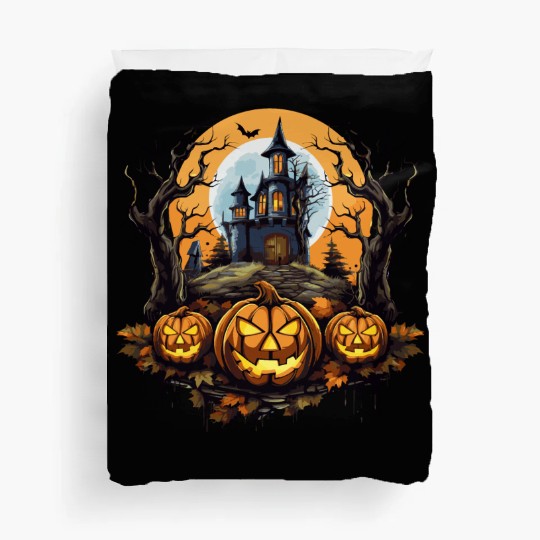 Spooky Haunted House Halloween Witches Pumpkin Duvet Covers