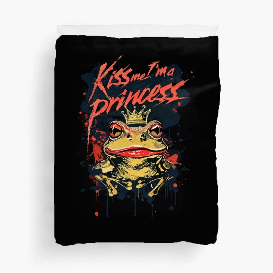 Kiss Me I'm A Princess Funny Frog Toad Duvet Covers