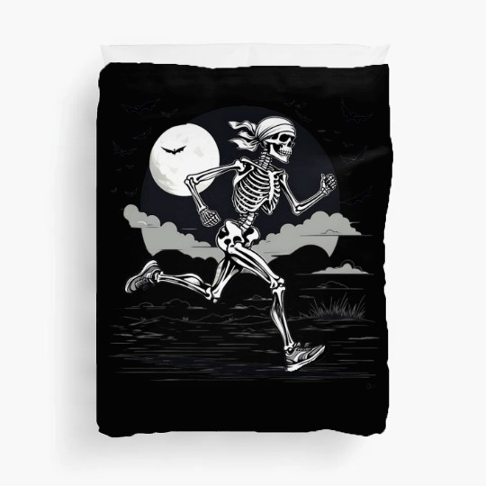 Midnight Marathon: Skeleton's Sprint Duvet Covers