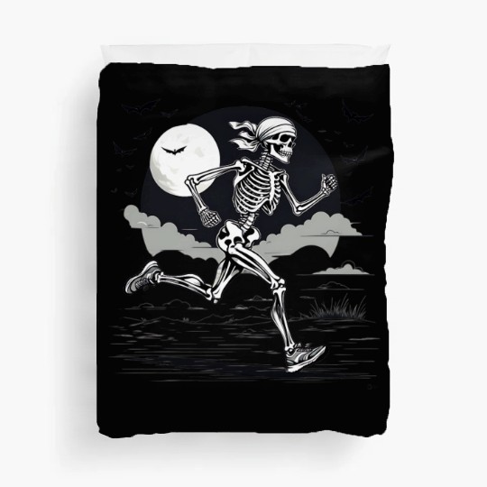 Midnight Marathon: Skeleton's Sprint Duvet Covers