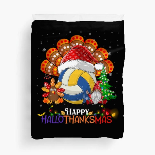 Volleyball Turkey Gnome Happy Hallothanksmas Duvet Covers