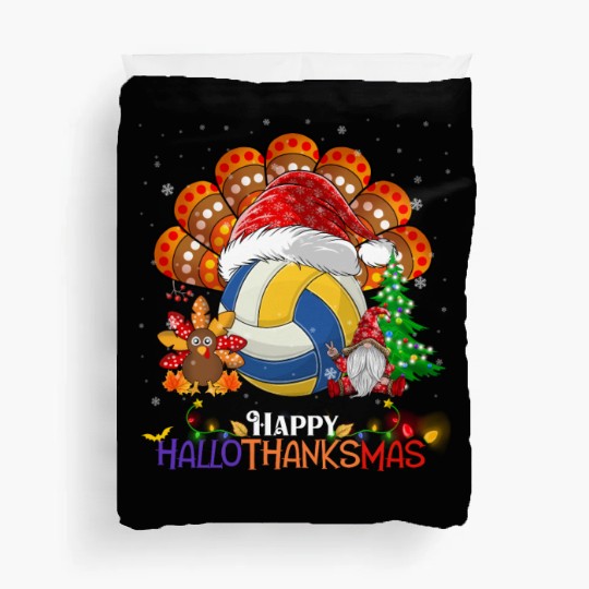 Volleyball Turkey Gnome Happy Hallothanksmas Duvet Covers