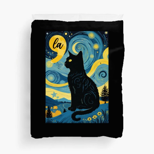 Halloween Starry Night Black Cat Comma La Harris Duvet Covers
