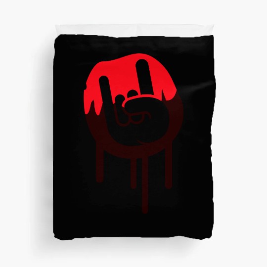 Heavy metal graffiti drop horn finger hand gesture Duvet Covers