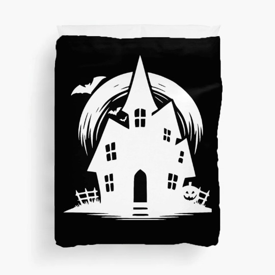 Bat Full Moon Haunted House Halloween Tattoo Duvet Covers