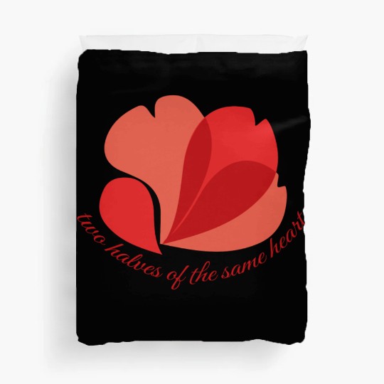 Vintage Botanical Red Poppy Heart Graphic Flower Duvet Covers