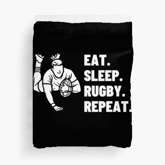 Eat Sleep Rugby Repeat Funny Rugby Player Duvet Covers