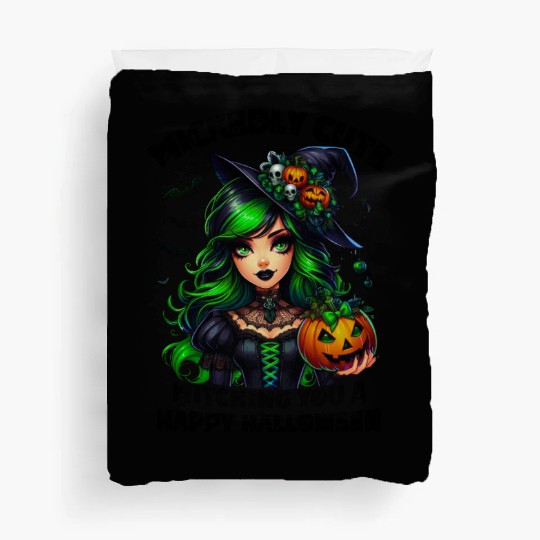 Halloween Wicked Cute Green Witch Duvet Covers