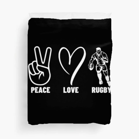 Peace Love Rugby Funny Rugby Player Duvet Covers