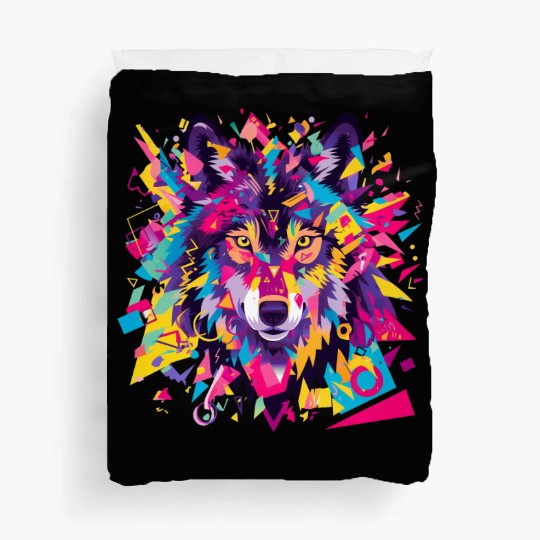 Majestic Pop Art Alpha Wolf - Vibrant Cool Duvet Covers