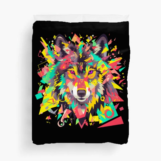 Majestic Pop Art Alpha Wolf - Vibrant Warm Duvet Covers
