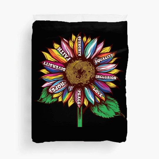 lgbtq sunflower rainbow flags Diversity Human Righ Duvet Covers