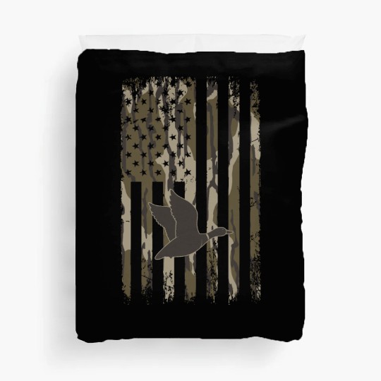 Bottomland Camo Duck Hunting American Flag USA Duvet Covers