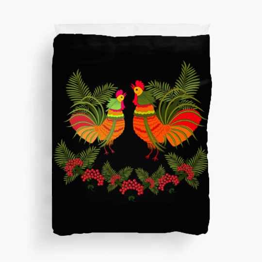 Rooster with hen Duvet Covers