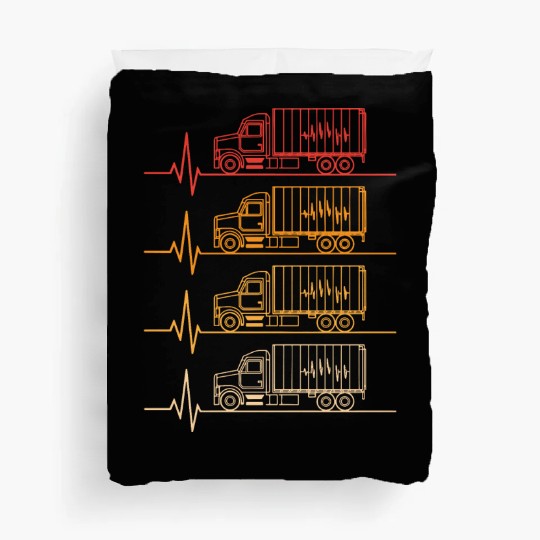 Truck driver heart beat Trucker Funny Truck Driver Duvet Covers
