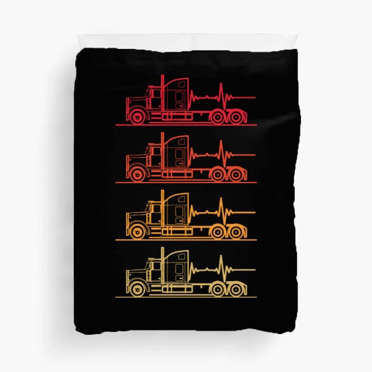 Truck driver heart beat Trucker Funny Truck Driver Duvet Covers