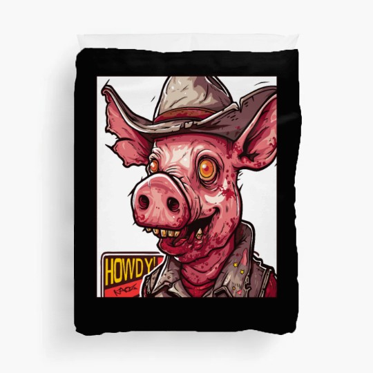 hillbilly redneck zombie cowboy pig Duvet Covers