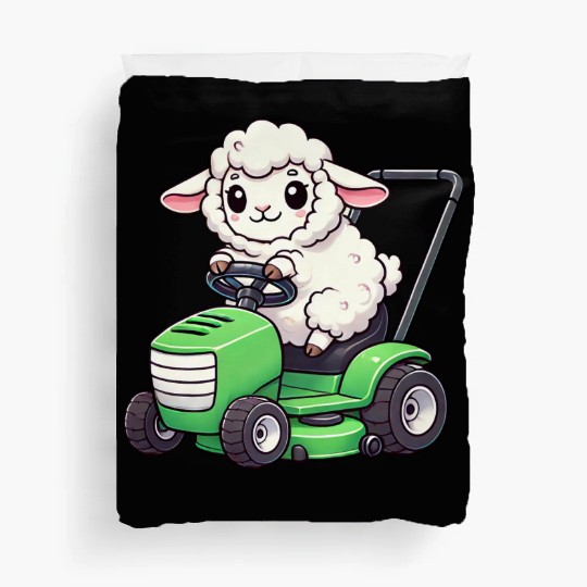 Funny sheep lawn mower farmer lamb grass Duvet Covers