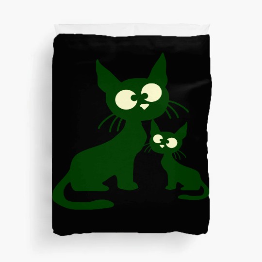 Crazy cat mom dad kitten child kitten family team Duvet Covers