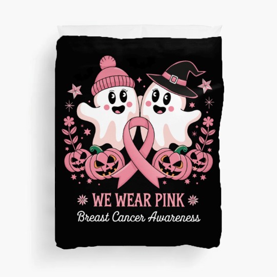 In October Wear Pink Ghost Witch Breast Cancer Duvet Covers