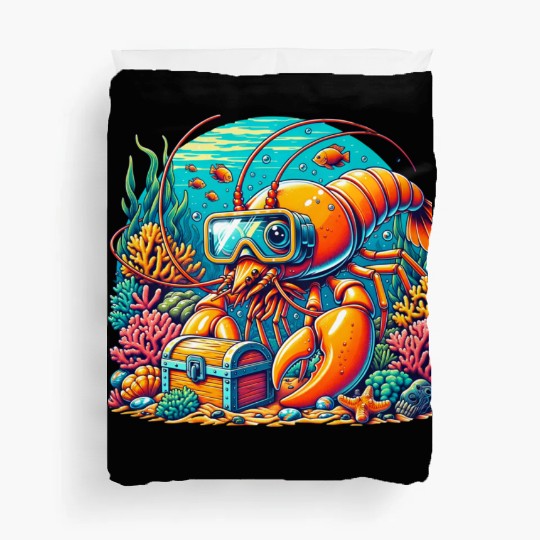 Shrimp Exploration-Underwater Adventure Duvet Covers