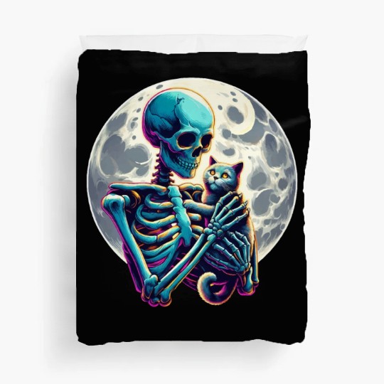 Skeleton Cute Cat Skull Kitty Halloween Duvet Covers
