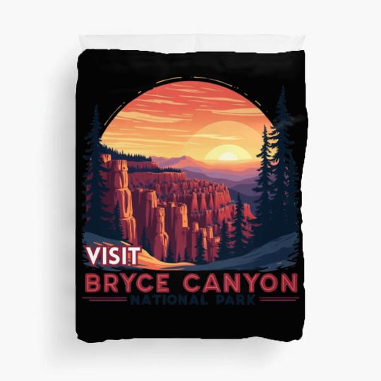 Bryce Canyon National Park Retro Illustraion V 01 Duvet Covers