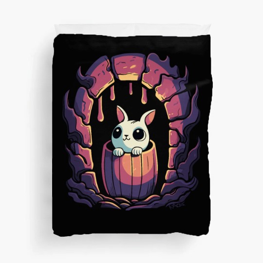 Cute Dungeon Bunny in a Barrel Duvet Covers