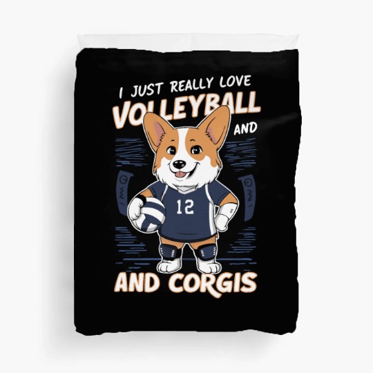 Love Volleyball and Corgis Design Duvet Covers