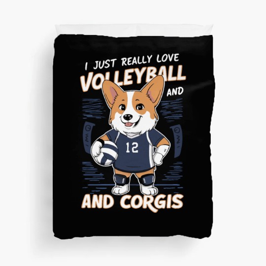 Love Volleyball and Corgis Design Duvet Covers