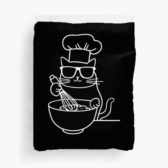 Cat Wearing Sunglasses Chef Baker Bakery Duvet Covers