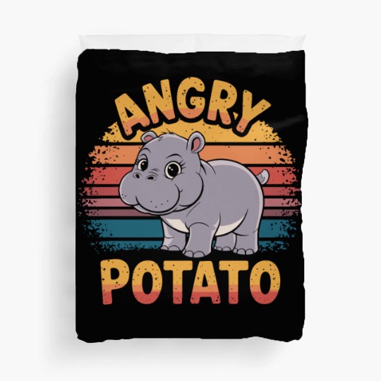 Moo Deng Angry Potato Hippo Humor Design Duvet Covers