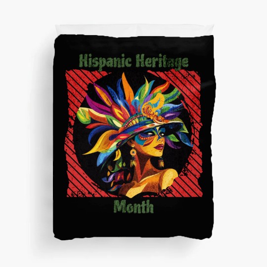 Elegant Hispanic Heritage Month Feathered Mask Duvet Covers