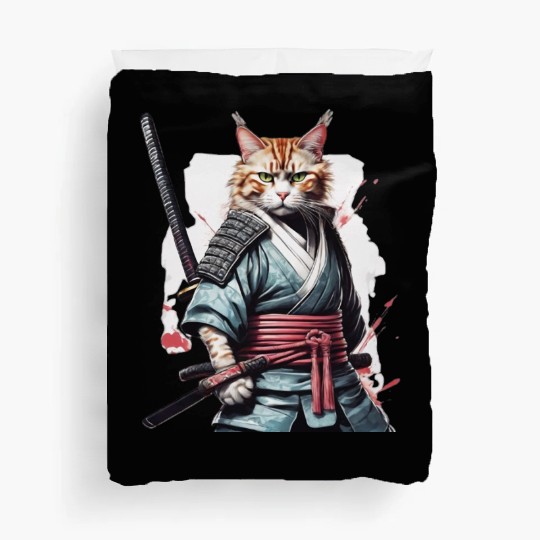 Fearless Samurai Cat Duvet Covers