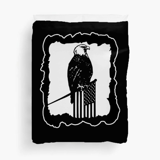 Framed Eagle On Flag Pole LIKE US ON FACEBOOK # Duvet Covers