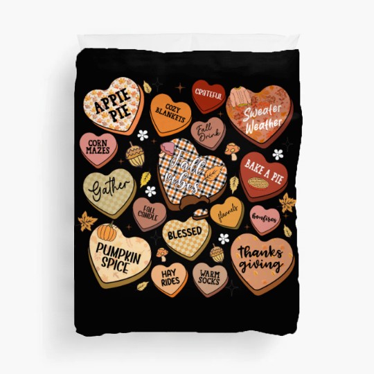 fall candy hearts Duvet Covers