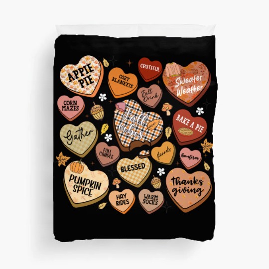 fall candy hearts Duvet Covers
