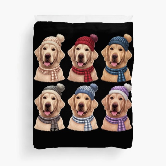 Winter Cute Golden Retriever Christmas Duvet Covers