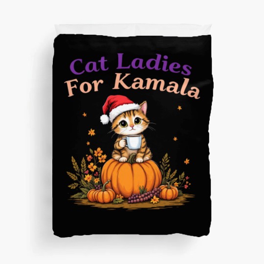 Cat Ladies for Kamala: Show Support for Kamala Duvet Covers