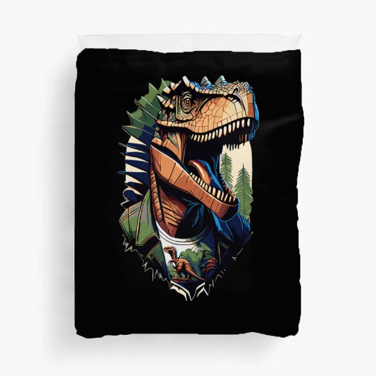 Tyrannosaurus style - Cool Raptor in Jacket Duvet Covers