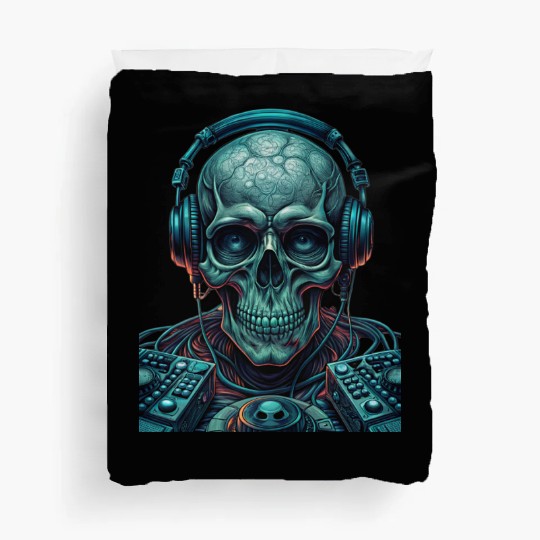 monochromatic - Skull DJ Duvet Covers