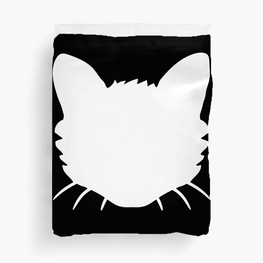 Cat Face Silhouette Kitten Head Outline Outline Duvet Covers