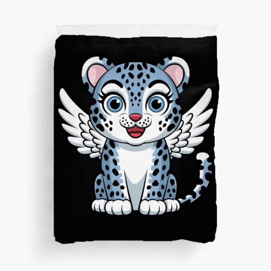 Blue tiger cat with angel wings dreamlike Duvet Covers