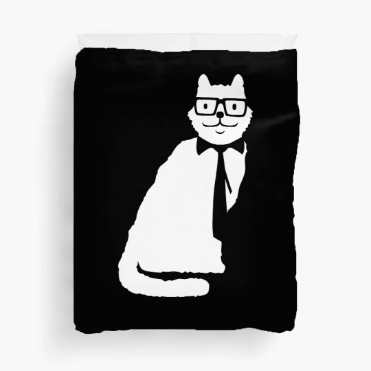 Nerd Cat Horn-rimmed Glasses Geek Smart Kitten Fun Duvet Covers